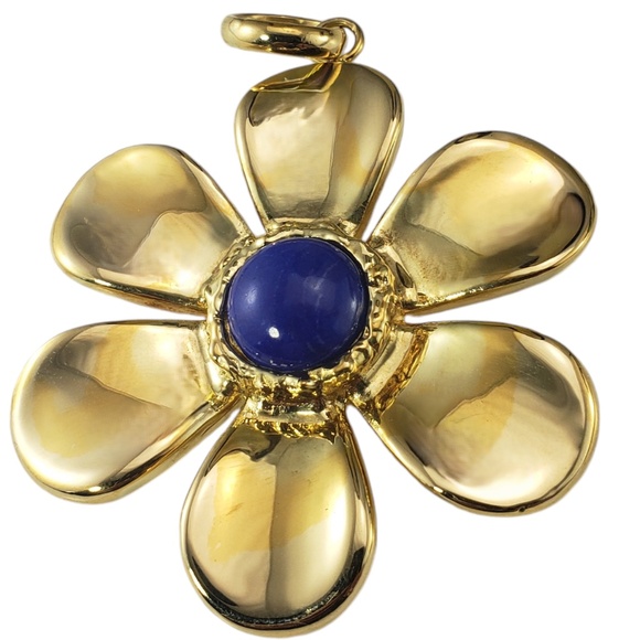 18 Karat Yellow Gold and Lapis Lazuli Large Flower Pendant #18454 - Picture 1 of 7